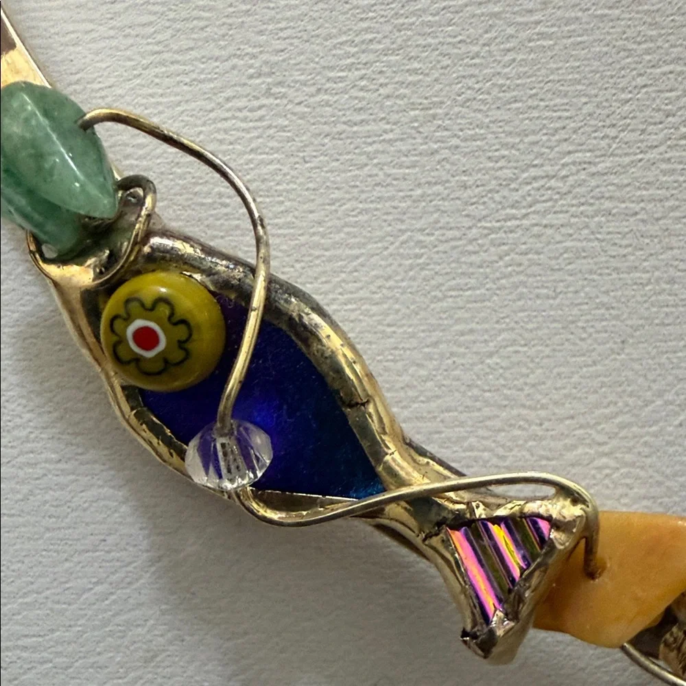 Multicolor‎ Beaded Fish Silver-Tone Collar Necklace - Women Jewelry